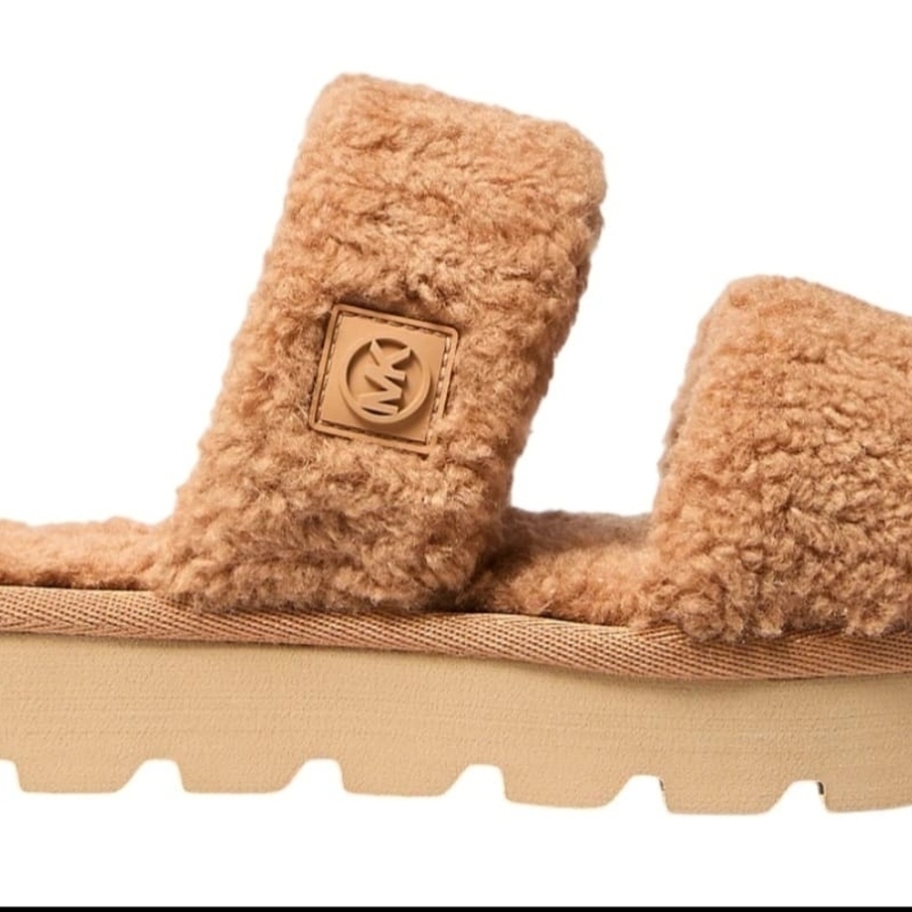 Michael Kors Women's Tan Shearling Slippers - Picture 2 of 3
